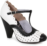 Thumbnail for your product : Bettie Page White & Black Leatherette Spectator Paige T-Strap Heels Shoes