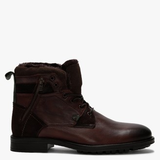 Daniel Stont Brown Leather Fleece Lined Ankle Boots