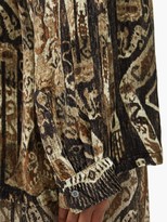 Thumbnail for your product : Edward Crutchley Raja-print Cuban-collar Velvet Shirt - Brown Multi