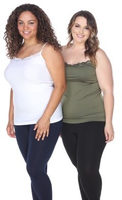 White Mark Women's Plus Size Lace Tank Tops (Pack of 2)