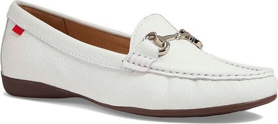 Marc Joseph New York MarcJosephNewYork|WomensLeatherSlipOnCarterRoadBuckleDriverLoafers-WhiteGrainy11