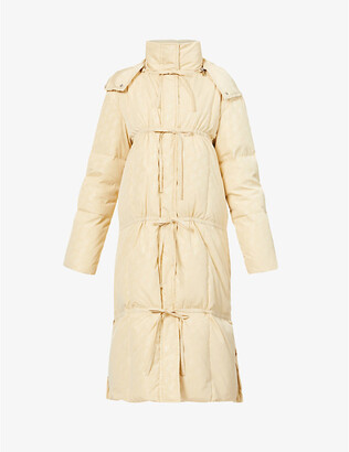 Saks Potts Miss brand-print shell-down coat