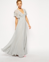 Thumbnail for your product : ASOS Flutter Sleeve Beaded Maxi Dress