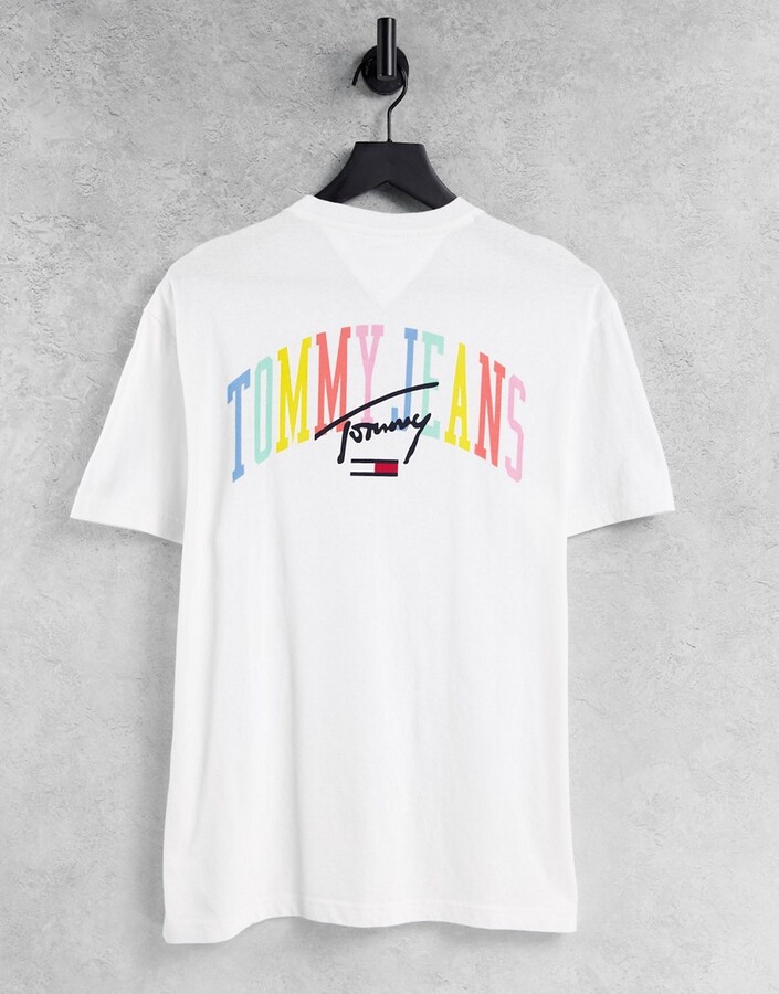 Tommy Jeans Pastel Collection collegiate back logo print T-shirt in white -  ShopStyle