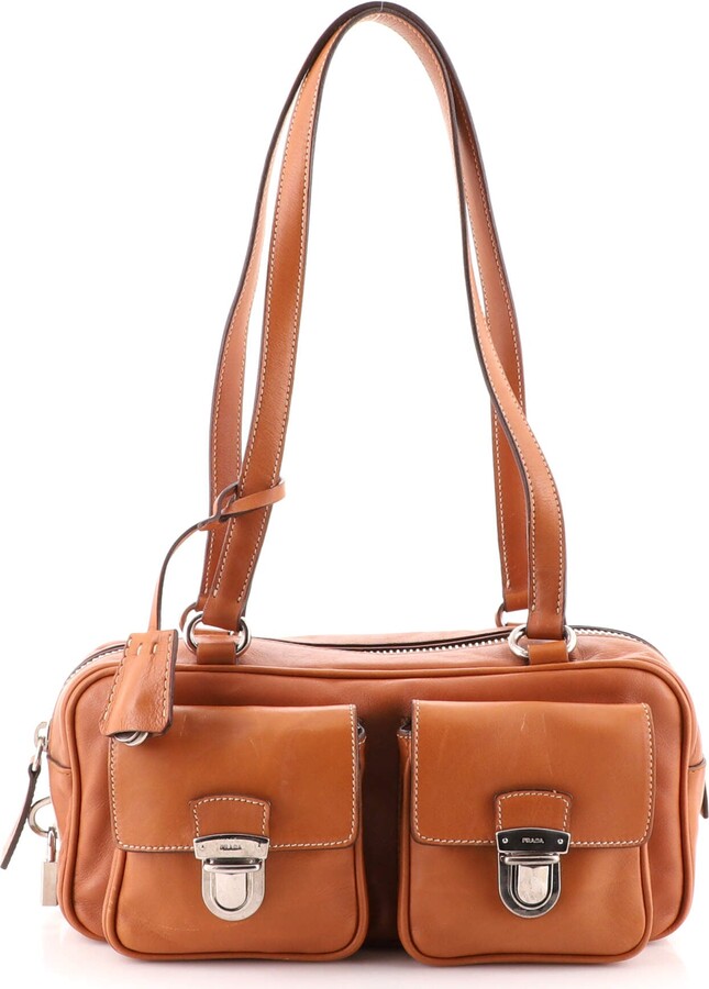 Prada Pushlock Double Pocket Shoulder Bag Leather Medium - ShopStyle