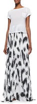 Thumbnail for your product : Alice + Olivia Shannon Pleated Brush-Print Maxi Skirt