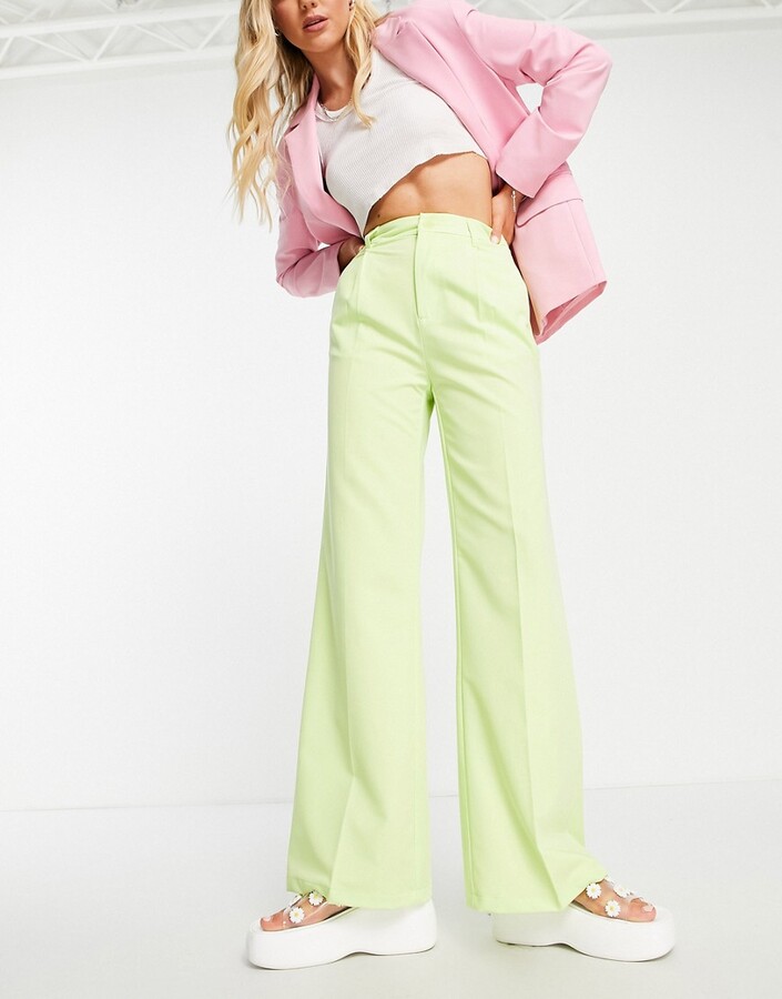 Bershka tailored trouser in green - ShopStyle