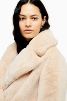 Thumbnail for your product : Topshop Cream Soft Faux Fur Double Breasted Coat