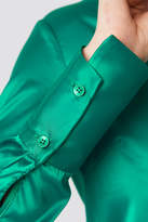 Thumbnail for your product : Emilie Briting X Na Kd Long Sleeve Buttoned Satin Dress Green