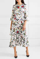 Thumbnail for your product : Erdem Florence Floral-print Silk Midi Dress - White