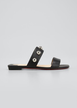 Christian Louboutin Simple Bille Metallic Stud Slide Sandals
