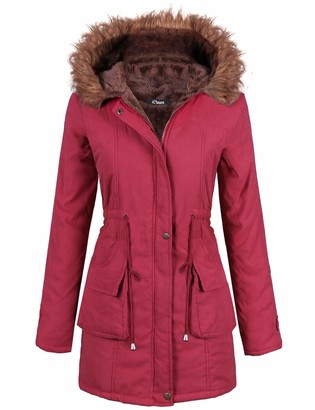 Womens Hooded Warm Winter Coats with Faux Fur Lined Outerwear