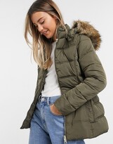 Thumbnail for your product : New Look fitted padded jacket in khaki