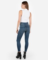 Thumbnail for your product : Express Super High Waisted Denim Perfect Button Front Ankle Leggings