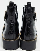 Thumbnail for your product : ASOS DESIGN Aubrey hiker lace up boots in black croc