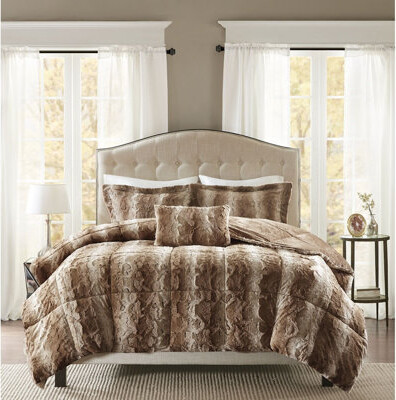DORROM Faux Fur Comforter Set - Luxury & Hypoallergenic Bedding