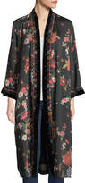 Thumbnail for your product : Johnny Was Velvet Mix Floral-Print Kimono Jacket