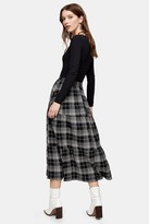 Thumbnail for your product : Topshop Black Check Tiered Midi Skirt