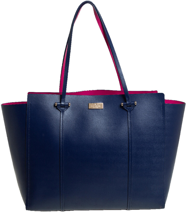 Kate Spade Navy Blue Leather Large Arbour Hill Elodie Tote ShopStyle