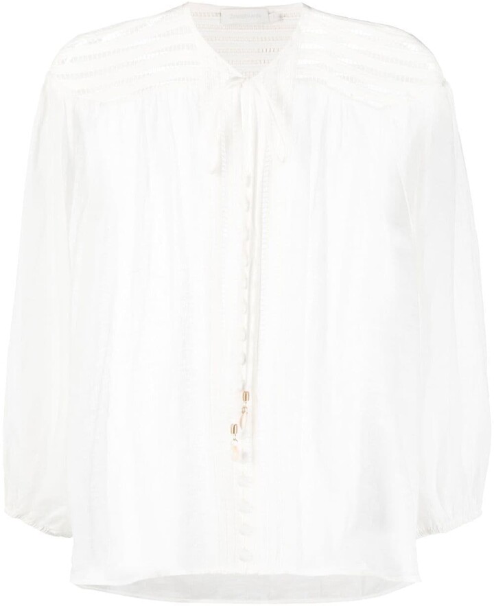 Zimmermann Jude trimmed blouse - ShopStyle Long Sleeve Tops