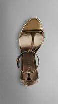 Thumbnail for your product : Burberry Metallic Python and Leather Platform Sandals