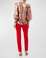 Thumbnail for your product : Trina Turk Sagittarius Floral-Print Bishop-Sleeve Top