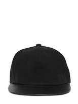 Thumbnail for your product : Rick Owens Leather & Cotton Canvas Baseball Hat