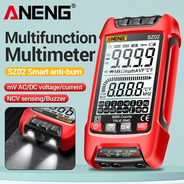 ANENG SZ02 Digital Multimeter Current Meter Voltage Resistance Meter Electrician AC/DC Backlight HZ Multifunction Test tools