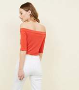Thumbnail for your product : Bardot Pink Vanilla Bright Orange Ribbed Twist Front Top