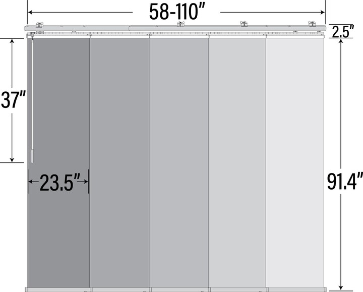 InStyleDesign Seashell 5-Panel Single Rail Panel Track Extendable 58 ...