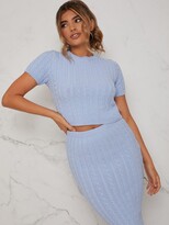 Thumbnail for your product : Chi Chi London Cable Knit Short Sleeve Top - Blue