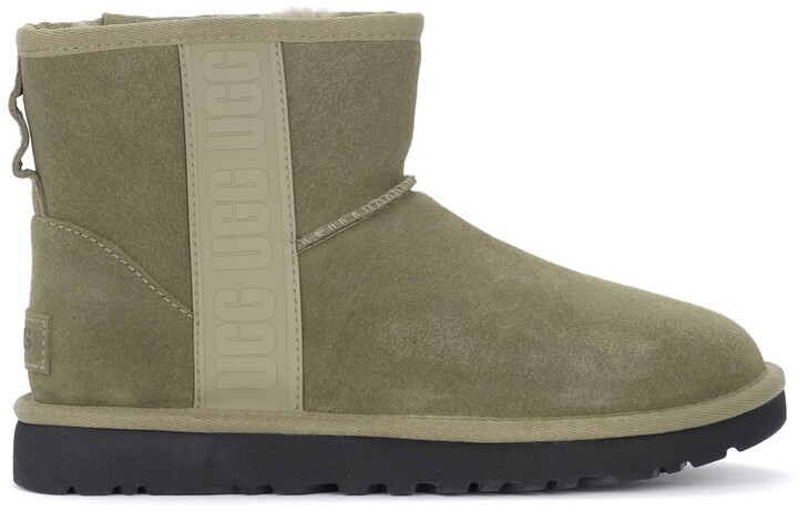 UGG Side Logo Ankle Boots In Olive Green Suede - ShopStyle