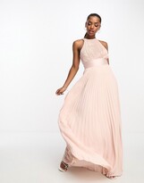 Thumbnail for your product : ASOS DESIGN Bridesmaid pleated pinny maxi dress with satin wrap waist
