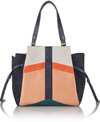 Jerome Dreyfuss Anatole paneled suede and pebbled-leather tote