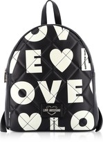 Thumbnail for your product : Love Moschino Matt Black & White Eco-Leather Signature Backpack