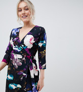 Thumbnail for your product : Paper Dolls Petite floral printed wrap midi dress in multi