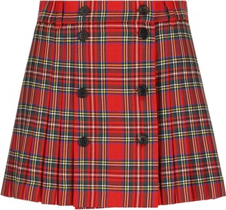 Miu Miu Check Pattern Button-Detailed Skirt