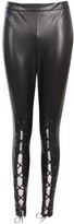 Thumbnail for your product : boohoo Premium Lace Up Front Leather Look Pants