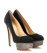 Thumbnail for your product : Charlotte Olympia DOLLY SUEDE GLITTER SOLE PLATFORM PUMPS