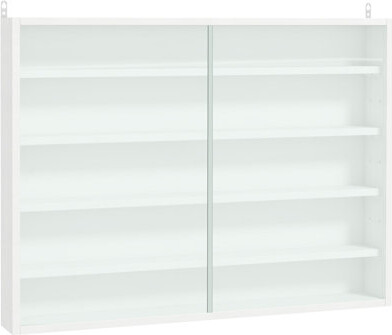 Ebern Designs 5-Tier Display Cabinet Glass Display Case With 2 Doors And Adjustable Shelves Wall-Mounted