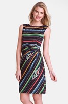 Thumbnail for your product : Tahari Stripe Side Pleat Jersey Dress