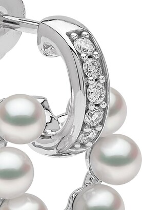 Yoko London 18kt white gold Eclipse Akoya pearl and diamond hoop earrings