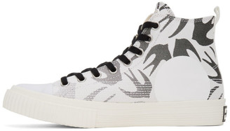 McQ White and Black Plimsoll High Top Sneakers