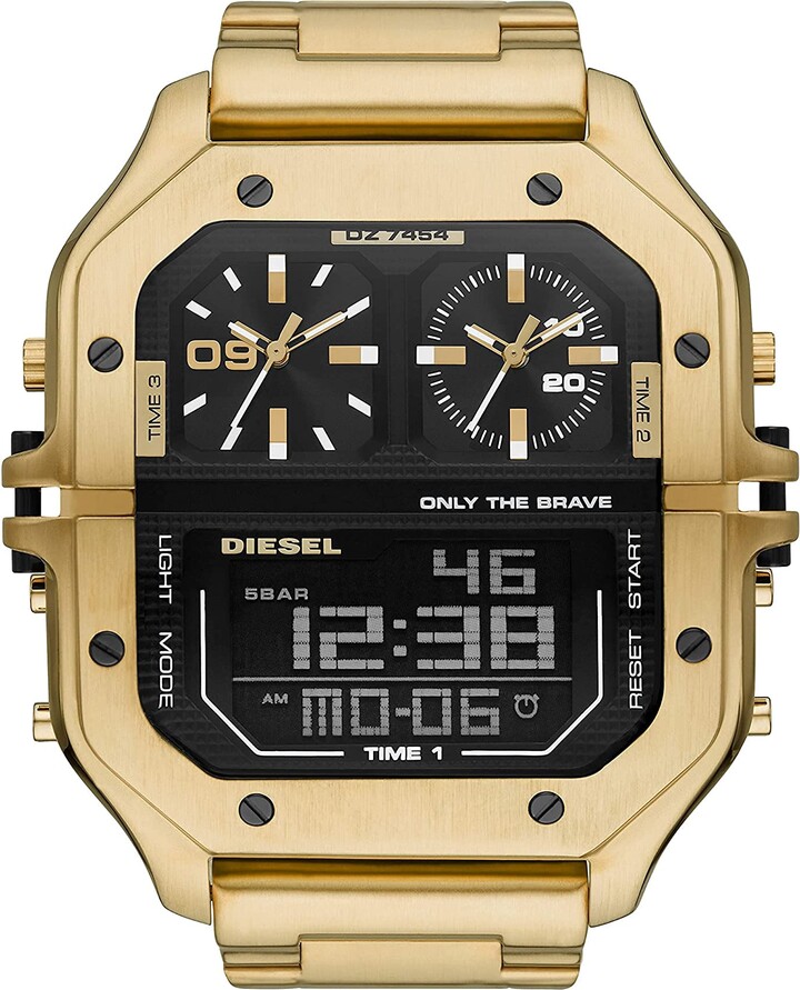 diesel black and gold watch