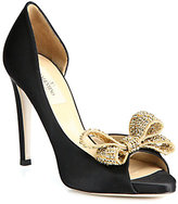 Thumbnail for your product : Valentino Satin Jeweled Bow d'Orsay Platform Pumps