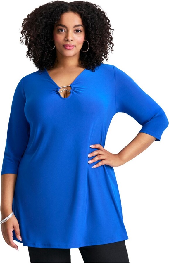 Avenue Women's Plus Size Ring Detail Tunic Top