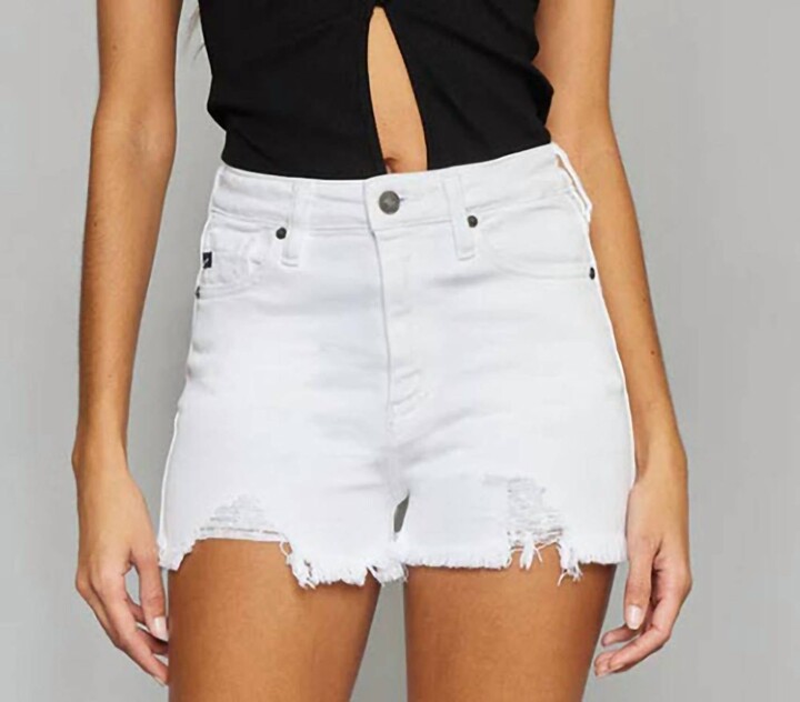 Kancan High Rise Distressed Shorts In White