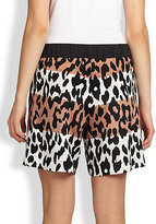 Thumbnail for your product : Derek Lam 10 Crosby Stretch Silk Colorblock Leopard-Print Shorts