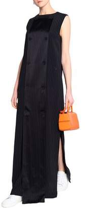 DKNY Pinstriped Satin-Crepe Gown