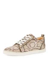 Thumbnail for your product : Christian Louboutin Gondorliere Snake-Print Glitter Red Sole Sneaker, Brown